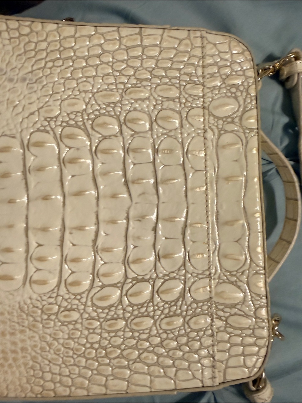 Brahmin White Croc-Embossed Top-Handle Crossbody Bag - Picture 2 of 7